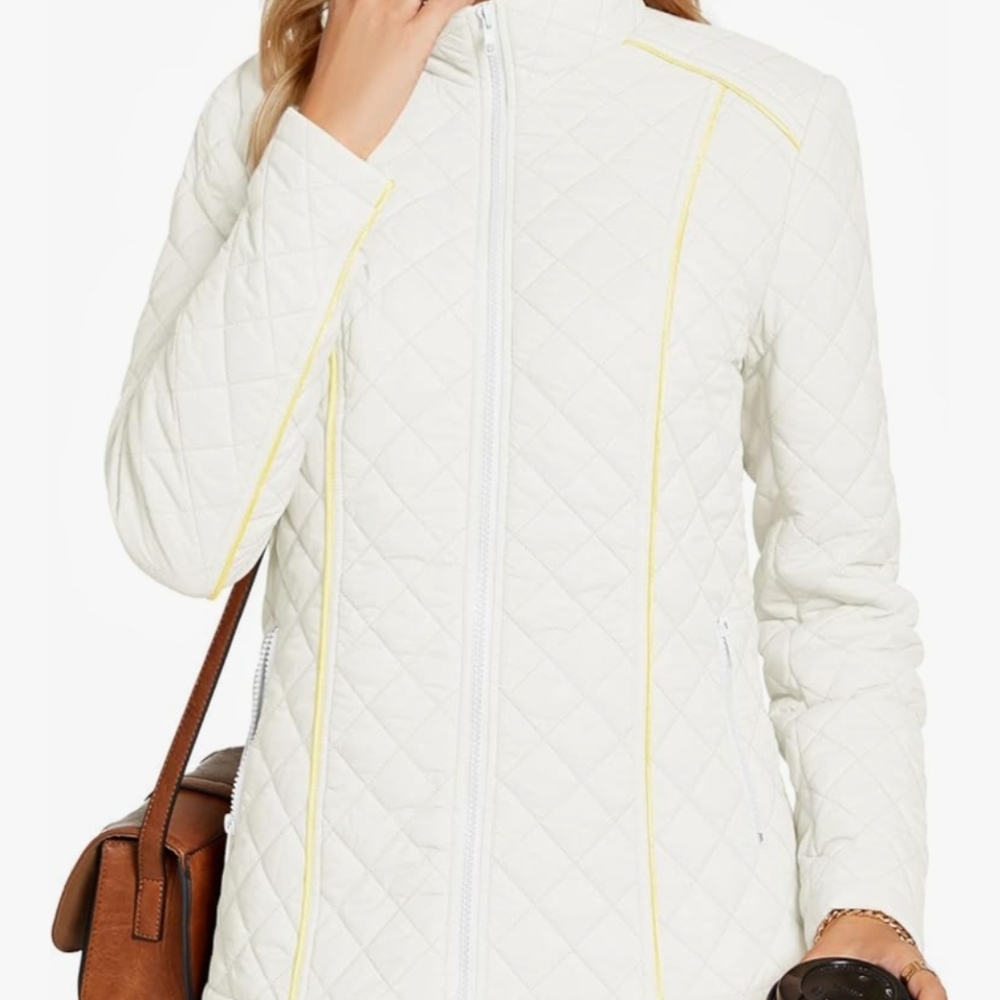 Women's White Quilted Jacket